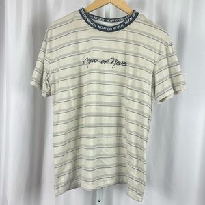 Pacsun Medium Now Or Never Striped Embroidered Graphic Tee Shirt